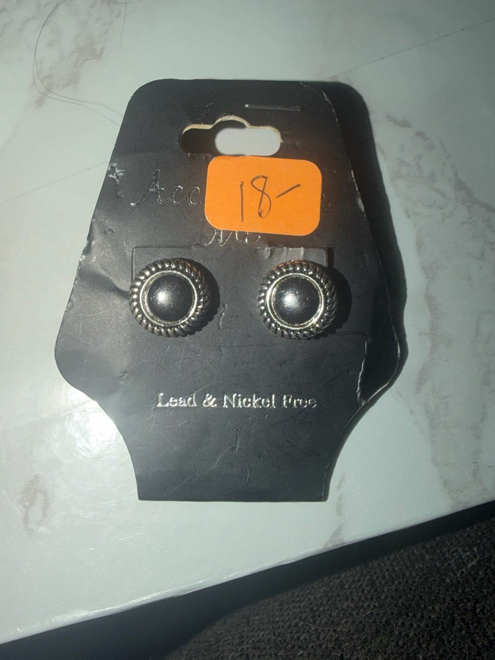 Small Round Stud Earrings in Silver Tone